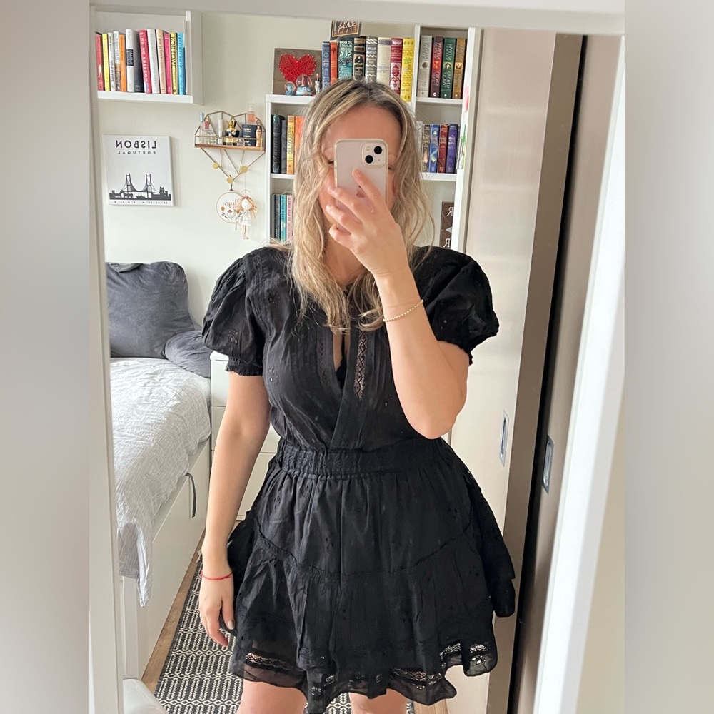 Rare Aritzia Sz M Sunday Best Brier Boho Black Dress Summer Vacation Mini Beach - Picture 8 of 11